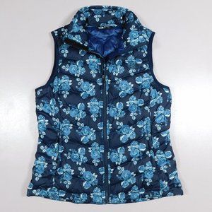 NORTH FACE Womens Medium ALBROZ Blue Floral 550 Down Fill Vest NF0A3C9K